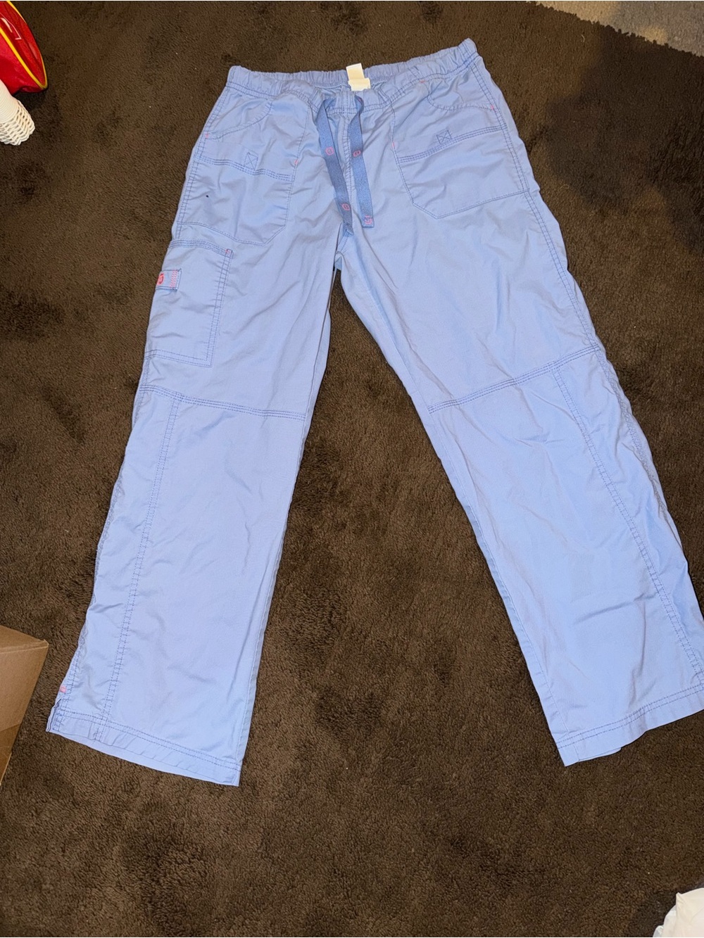Light Blue Women's Cargo Scrub Pants